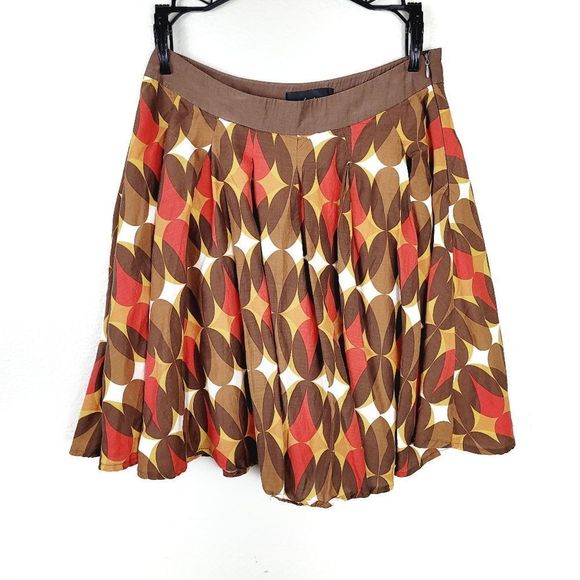 Forever 21 Small Cotton Abstract Geometric Print Pleated Mini Skirt - Picture 1 of 7